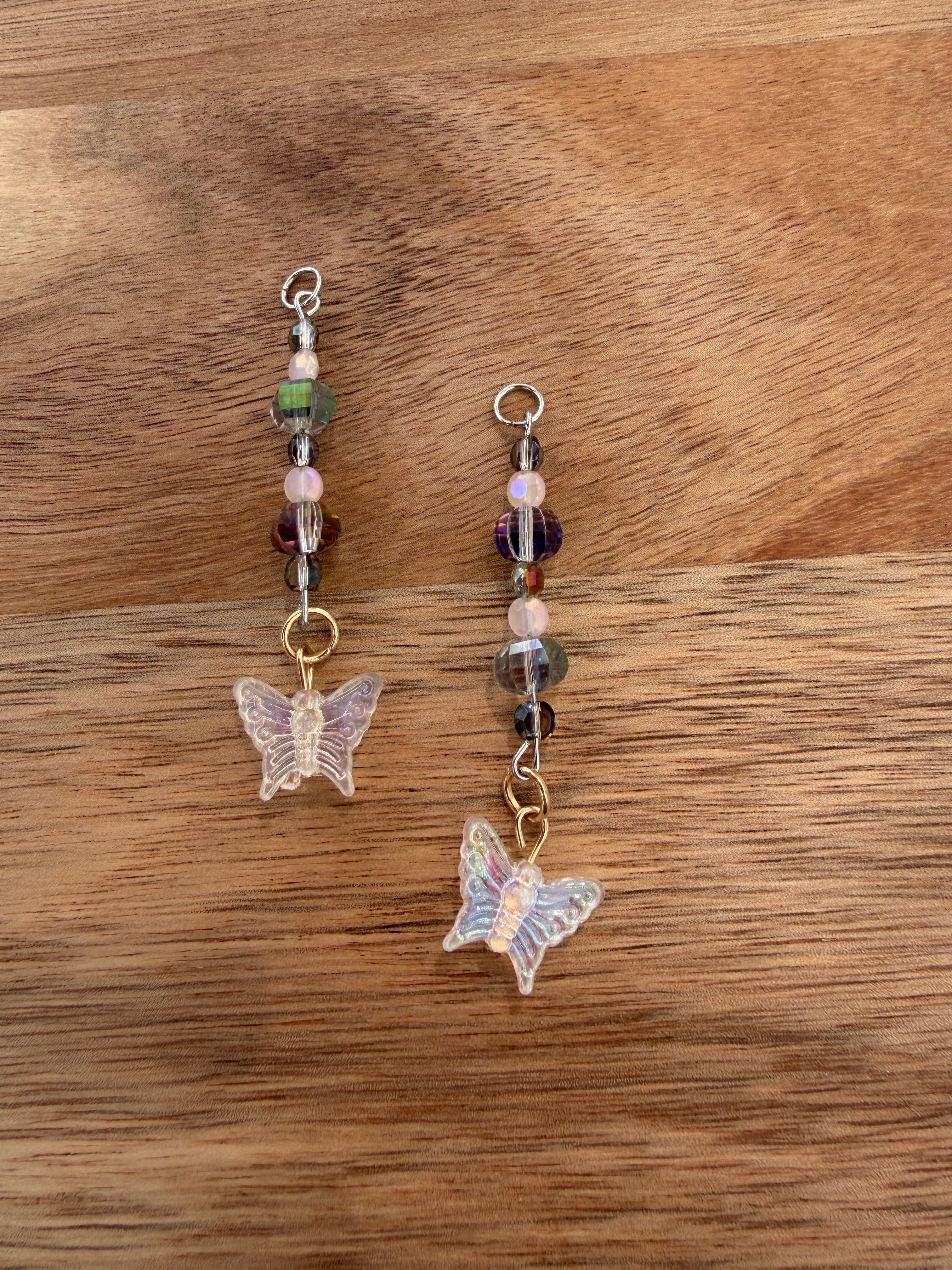 Pink Opalescent Butterfly Dangles