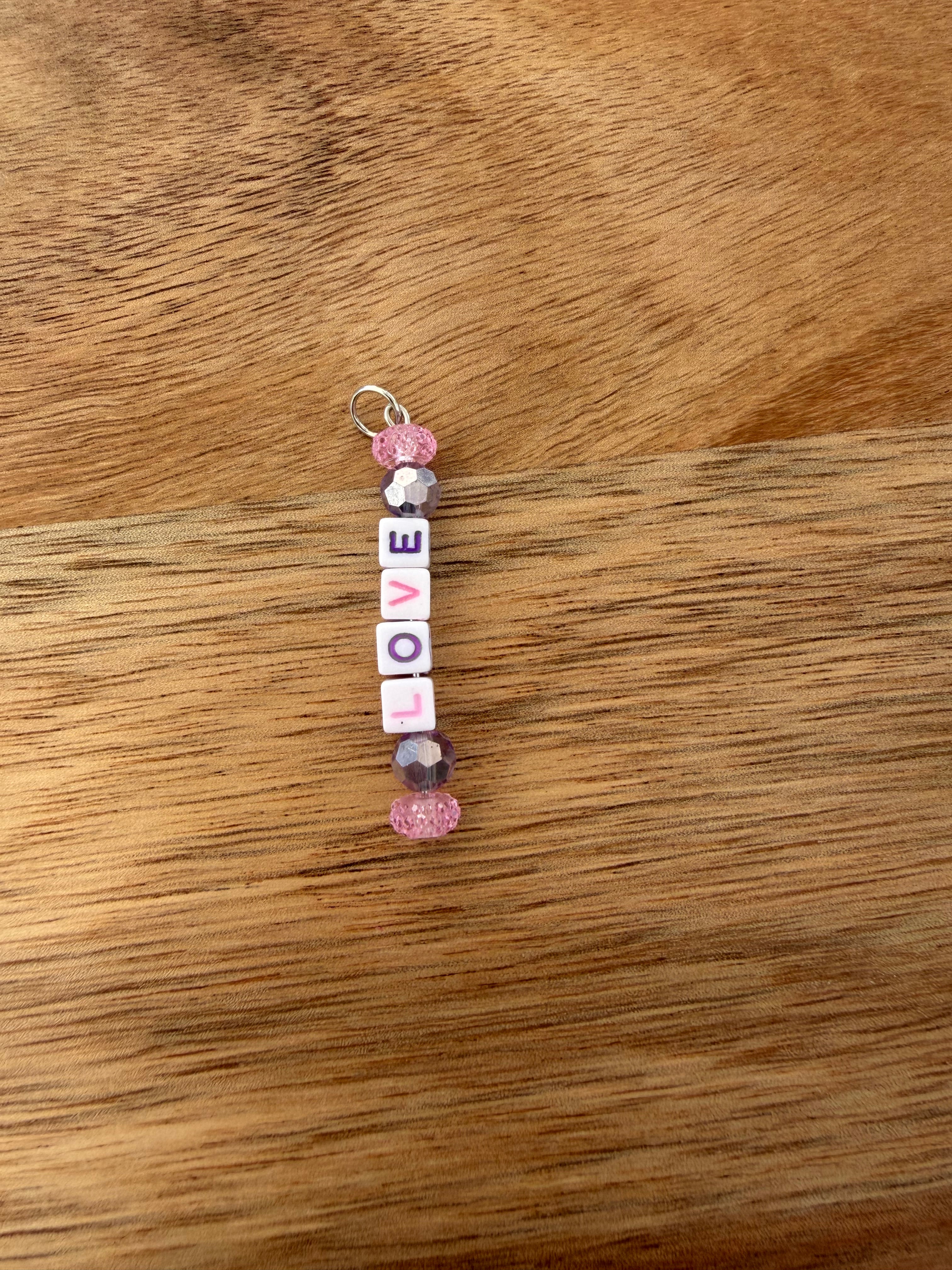 Pink and Purple LOVE Individual Dangle