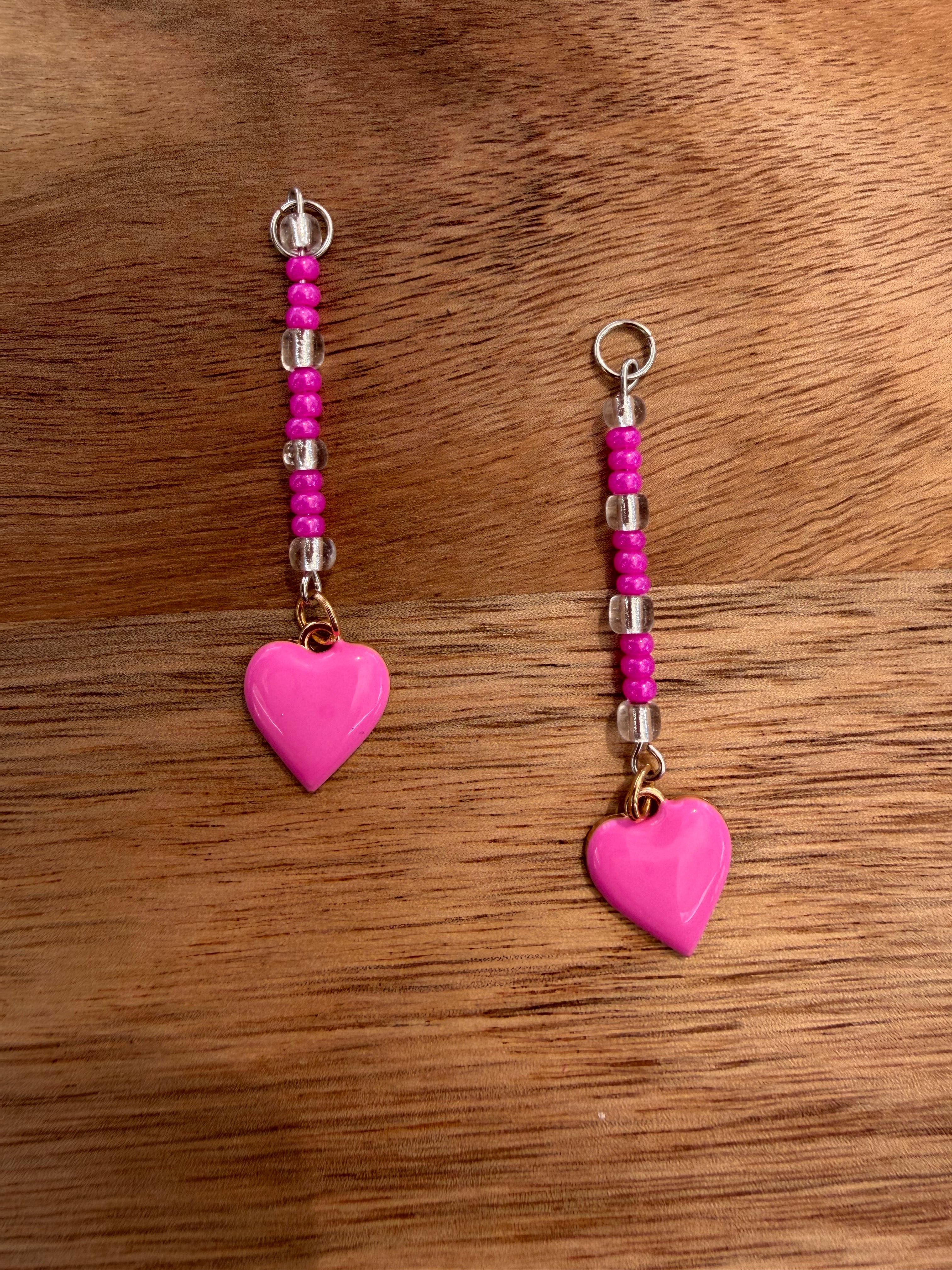 Pink Heart Dangles