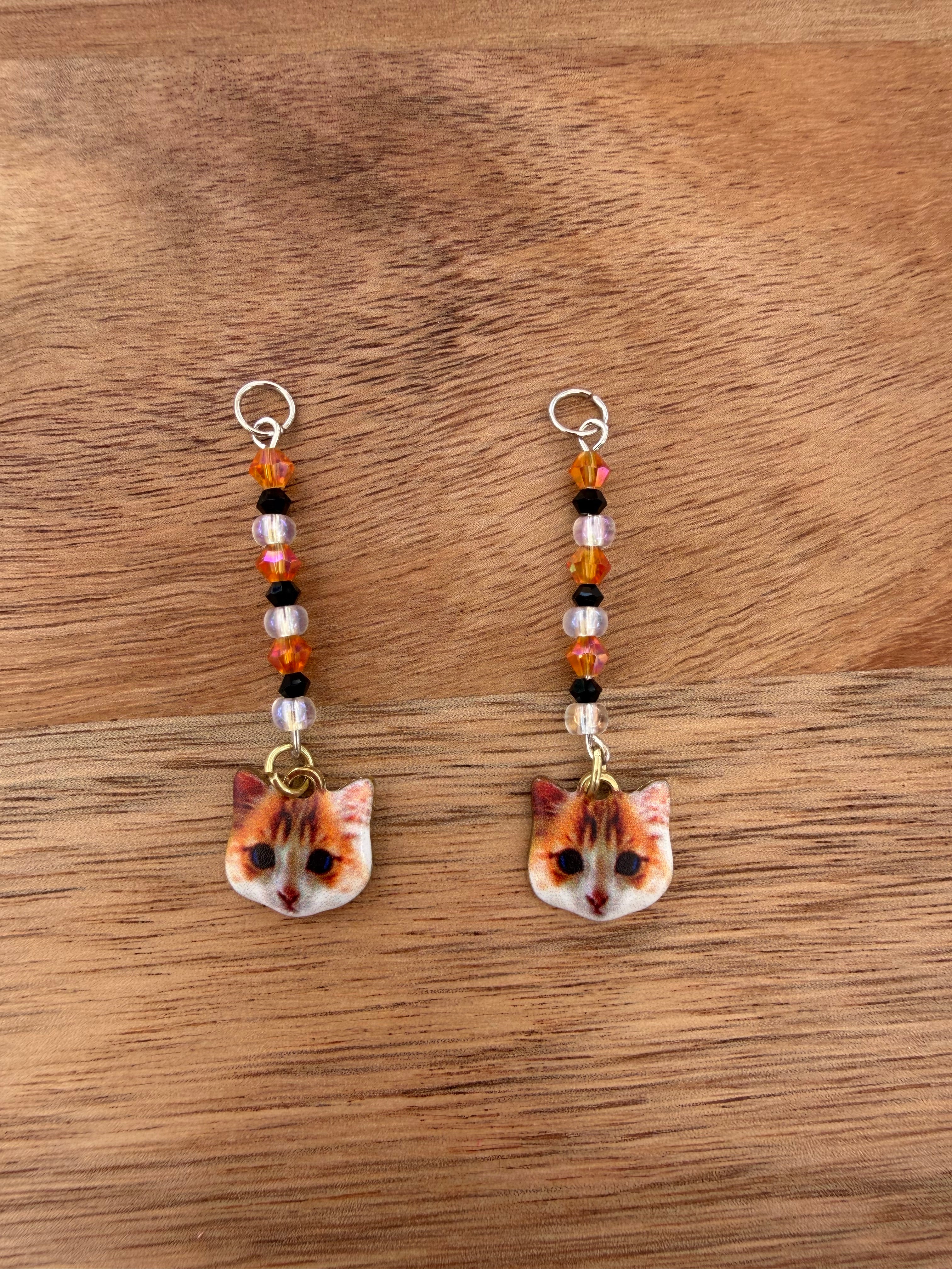 Orange and Black Cat Dangles