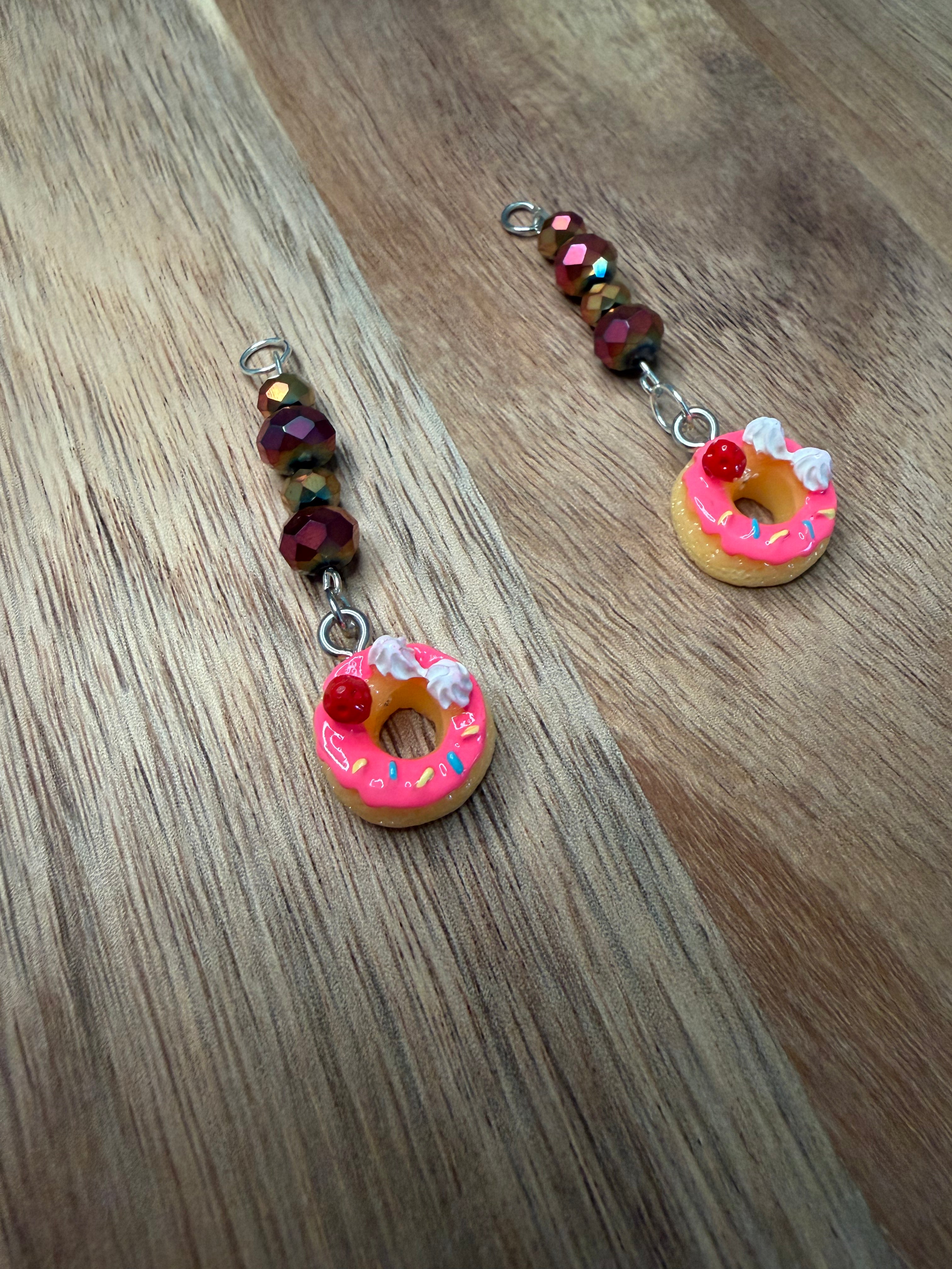 Dark Pink Donut Dangles