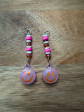Pink and Orange Smiley Dangles