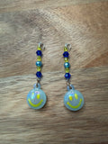 Blue and Yellow Smiley Dangles