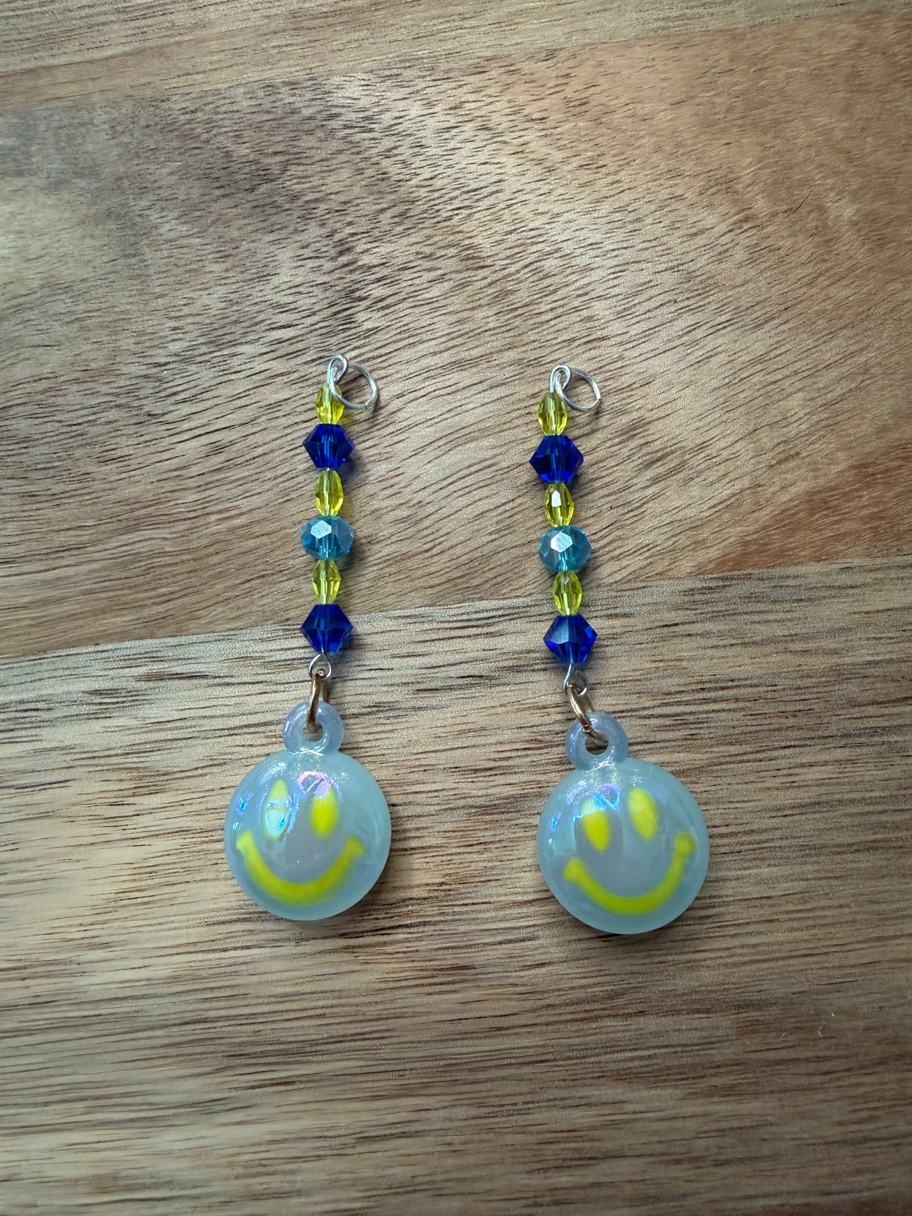 Blue and Yellow Smiley Dangles