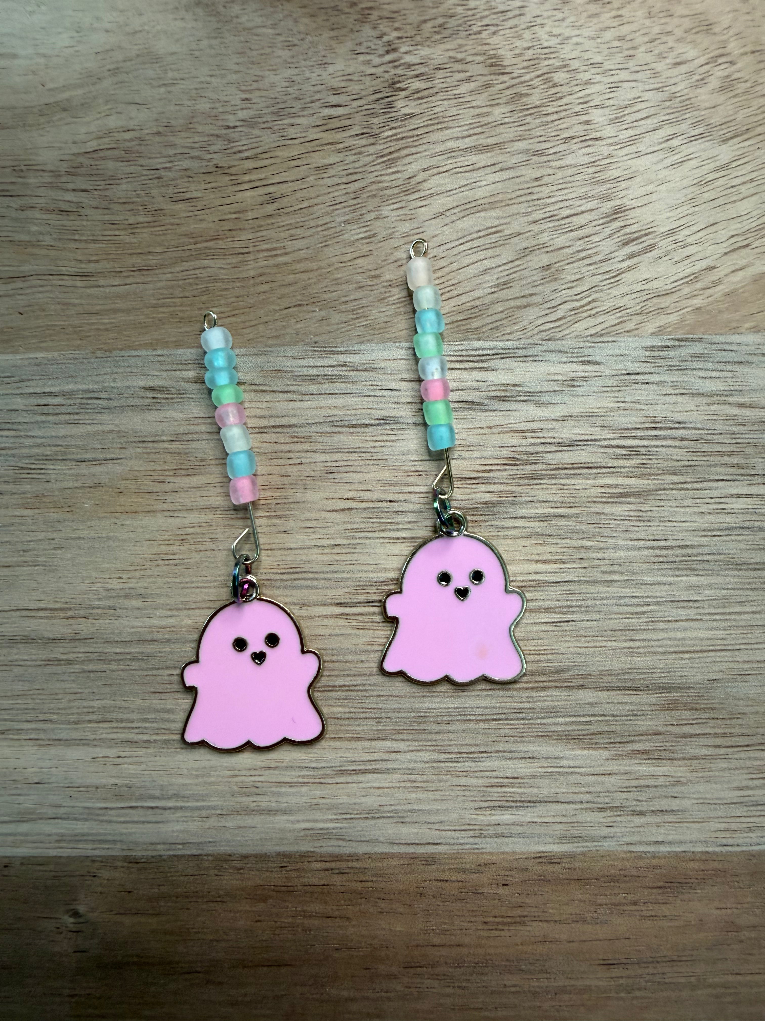 Pink Ghost with glow in the dark beads